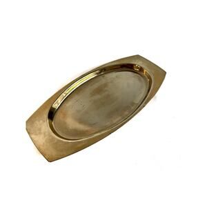 Vintage Kromex Brass Tray w/ Handles 10"x4.5" Trinket or Serving USA Made